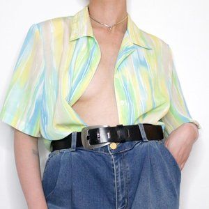 Vintage Alia Watercolor Button Down Shirt Unisex